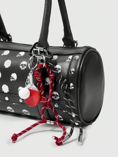 Kawaii 1pc Cute Street Style Pink Tennis Racket Pendant Keychain