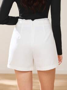 EastFlair Women's White Casual Loose 2 In 1 A-Line Skirt Shorts - White - View 6