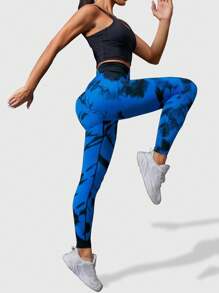 Core Rhythm 扎染宽腰紧身裤，适合运动瑜伽女款 - 彩色 - 查看 4