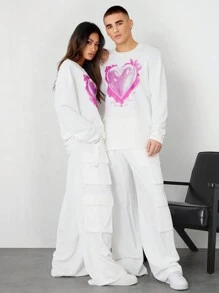 Manfinity VCAY Unisex Faux Twill Plaid Hoodie & Relaxed Drawstring Waist Cargo Pants Set - White - View 5