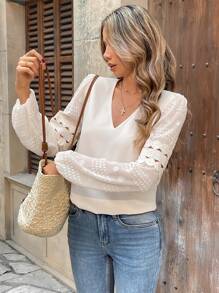 SHEIN Frenchy 适合日常穿着的女士纯色简约休闲衬衫 - 杏色 - 查看 6