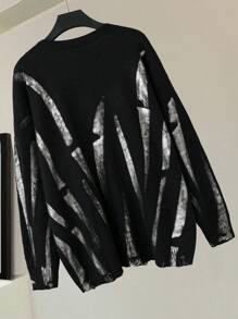 SHEIN LUNE Suéter holgado de punto a rayas y bloques de color desgastado para otoño e invierno en tallas grandes