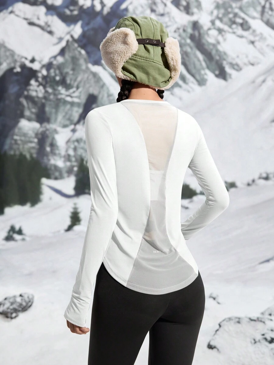 In My Nature Áo thun dài tay ôm sát XH025 phối lưới, thích hợp cho chạy bộ và các hoạt động ngoài trời.