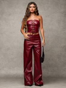 SHEIN BAE Blusa con escote cruzado sexy y a la moda para mujer