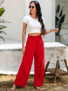 SHEIN LUNE Paperbag Waist Wide Leg Pants For New Year Clothes Fall Cloth For Women