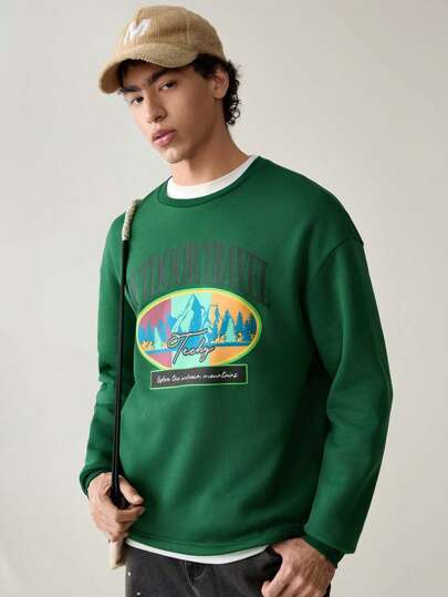 Manfinity VCAY Knitted Casual Long Sleeve T-Shirt For Young Men, Loose Fit Daily Wear