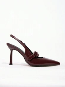 CUCCOO BIZCHIC Women's Bowknot Decor High Heel Pumps, Wine Red - Back Strap' New Year Holiday Valentines