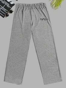 EURMUSE 2Pcs Men Casual English Text Print Loungewear Set Pajama Pants - Multicolor - View 8