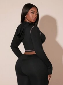 SHEIN SXY Áo nỉ chui đầu phối màu tương phản cỡ lớn dành cho nữ, trang phục thể thao thường ngày mùa thu, tay dài, phù hợp cho các bữa tiệc mùa thu và mùa đông, đi chơi đêm, sinh nhật, tiệc độc thân, dễ thương, thường ngày, đi mua sắm, thời trang đường phố, đi chơi, tôn dáng, dễ phối đồ. - màu đen - Xem 10