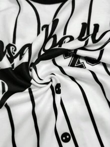 SHEIN Young Boy Striped & Letter Graphic Tee & Shorts