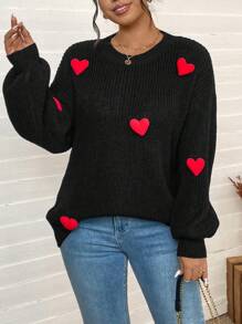 Calvaya Plus Size Pullover Crew Neck Long Sleeve Knit Sweater, Casual And Fashionable For Everyday Wear, For Winter Knit Pullover Fall - Black - View 6