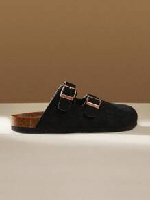 Solecia 女士金属扣设计休闲平底便鞋 - 黑色 - 查看 4