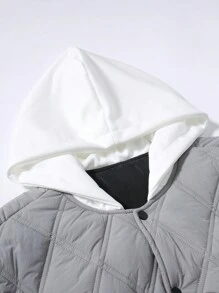 Gym Rark Abrigo casual acolchado con frente de botones y unicolor, estilo deportivo minimalista para hombres - Gris - Ver 3