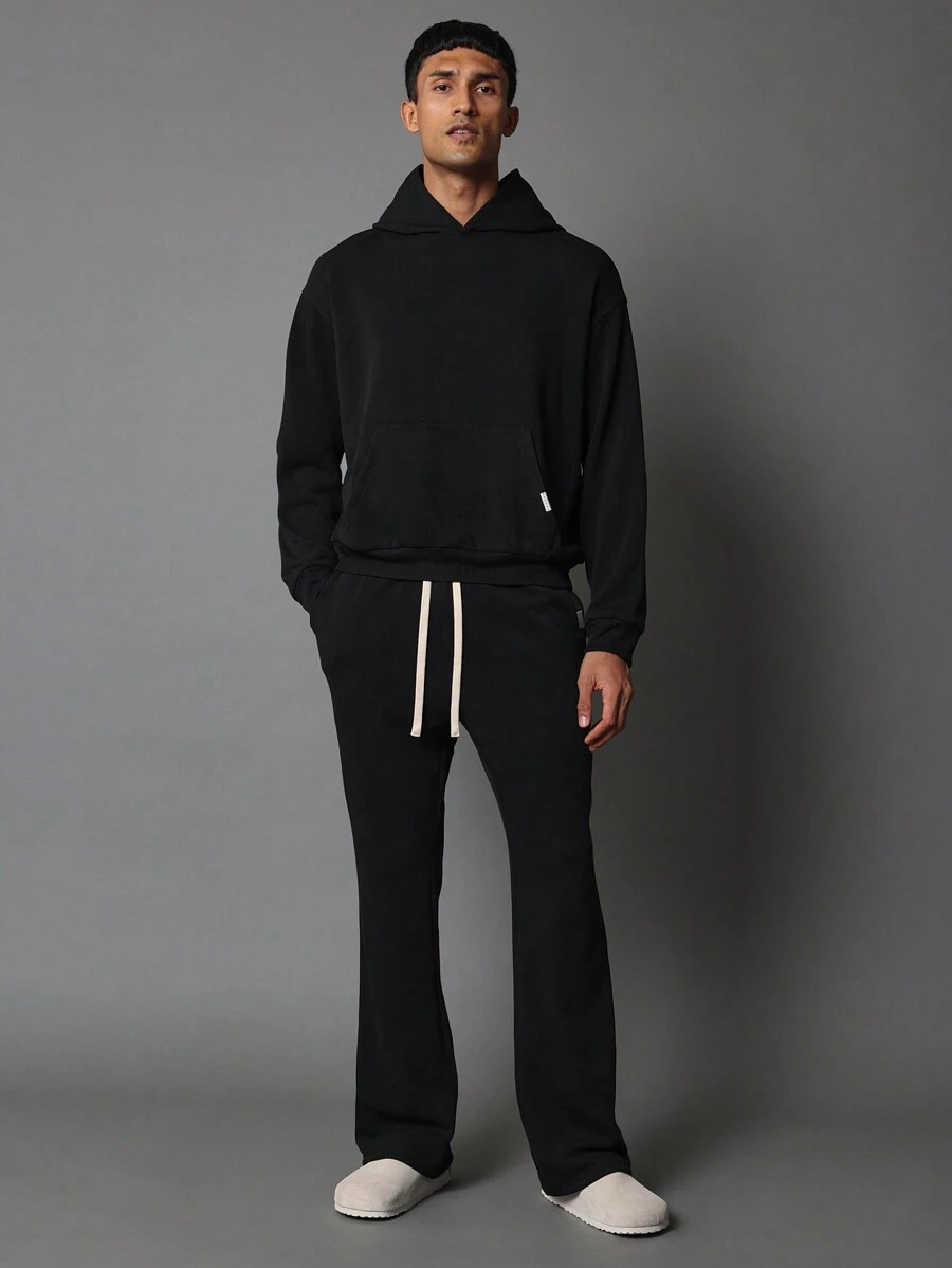 SUMWON Overhead 常规版型基本款连帽衫和喇叭裤两件套 - 黑色 - 查看 1