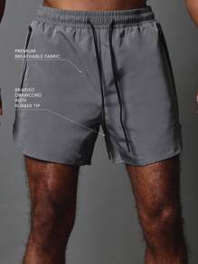 SUMWON Performance Athletic Shorts Elastic Waistband Concealed Zip Pockets Training Workout Running Basketball Gym Sports Wear Breathable Active Shorts - Grey - View 2