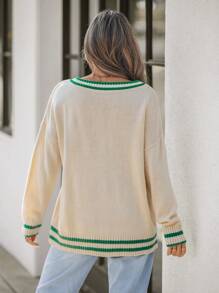 SHEIN LUNE Áo len ấm áp thường ngày thiết kế chữ V cho nữ - Nhiều màu - Xem 2