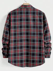 Manfinity RelaxMax Men's Casual Plaid Long Sleeve Shirt, Autumn/Winter - Burgundy - View 2