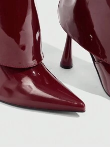 CUCCOO SZL Women Fashion Burgundy Pointed Toe Slim High Heel Over-The-Knee Boots, For Commuting, Dating, Party, Holiday, Evening Event Spring Shoes Spring Break Easter For Christmas Spring Shoes Fall Shoes - Burgundy - View 9