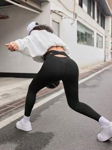 Streetz SHEIN Sport Leggings de unicolor, sencillos y versátiles para mujer