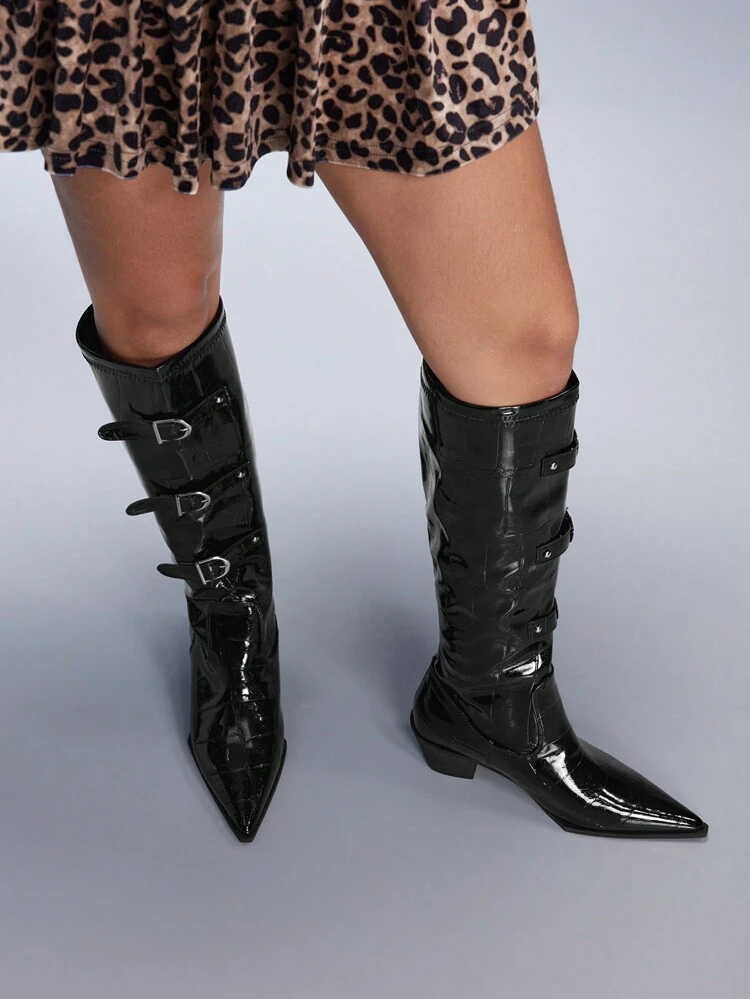 CUCCOO GRLICON Women's Over-The-Knee Boots, Y2K Style, Punk Rock, Biker, Cool Girl, Suitable For Halloween, Christmas, Party Occasions