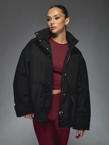 MISSGUIDED Winter Puffer Jacket Outdoor Windproof Insulated Padded High Neck Sporty Athletic Performance Cold Weather Active Lifestyle Everyday Outerwear - Black - View 1