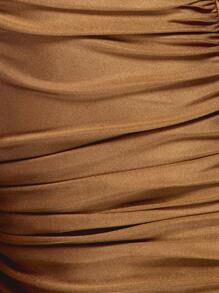 MISSGUIDED Glamorous Bardot Ruched Mini Dress Off Shoulder V Neck Bodycon Party Evening Occasion Form Fitting Holiday Club Dress - Khaki - View 7