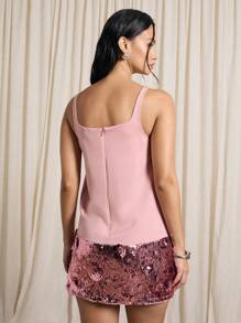 AiiRZ Rave Square Neck Sequin Shift Dress - Pink - View 2
