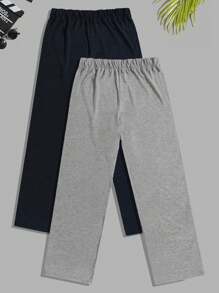 EURMUSE 2Pcs Men Casual English Text Print Loungewear Set Pajama Pants - Multicolor - View 2