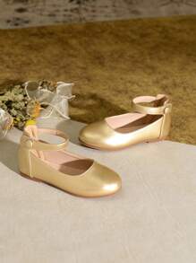 Simple Style Girls Flat Casual Shoes For Autumn/Winter - Gold - View 3