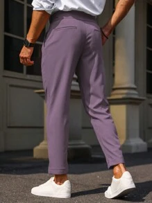 Manfinity Bizformal Men's Solid Color Front Button Pocket Simple Casual Suit Pants