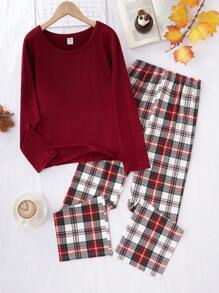 SHEIN 2pcs/Set Boys Casual Knit Round Neck Long Sleeve Top And Pants Pajama Set, Matching Daddy And Me Outfits (2 Sets Sold Separately) - Multicolor - View 7