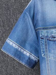 Ensemble adolecent 2 pièces, T-shirt graphique avec visage souriant graffiti et effet denim + short à taille élastique. Convient pour l'automne, le printemps, l'été, les activités extérieures, l'école, le streetwear, les fêtes et les loisirs à la maison - Multicolore - Voir 6