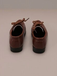 Sepatu Flat Anak Laki-Laki Motif Ular Ujung Lancip Kulit, Sepatu Formal Kulit PU untuk Pesta - Coklat - View 2