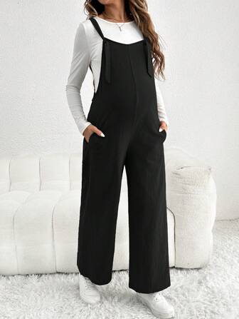 SHEIN Maternity Casual Adjustable Strap Loose Jumpsuit