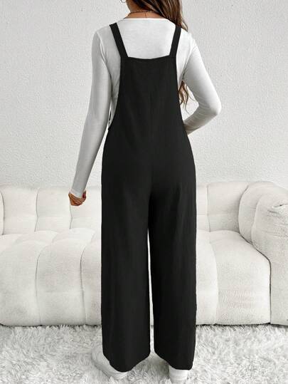 SHEIN Maternity Casual Adjustable Strap Loose Jumpsuit