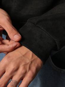 SUMWON Essential Sweatshirt Athleisure Crewneck Pullover Fall Winter Daily Wear Casual Basics Athletic Training - Black - View 4