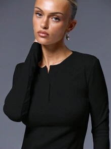 MUSERA Áo tay dài cài nửa cúc, kiểu dáng thường ngày, thích hợp đi sân bay, đi nghỉ mát, đi học, thanh lịch, mùa xuân hè. - màu đen - Xem 5