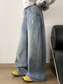 DAZY Women's Casual Acid Wash Distressed Loose Fit Boyfriend Jeans