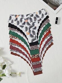 Set de 10 pantaletas triangulares invisibles con adorno de concha para mujer de estilo casual