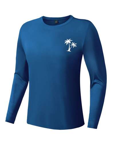 Surfspeed Men's Solid Color Surfing Long Sleeve T-Shirt, Minimalist Casual Daily Wear,Hawaiian