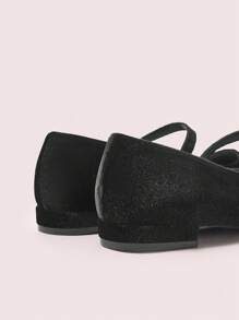 CUCCOO DOLLMOD Women's Red Square Toe Plaid Mary Jane Flat Shoes, Campus & Cute Low Heel Style New Year Holiday Valentines - Black - View 8