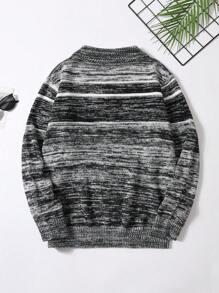 Manfinity Hypemode Men's Front Button Long Sleeve Simple Knitted Sweater, Casual Daily Wear - Multicolor - View 2
