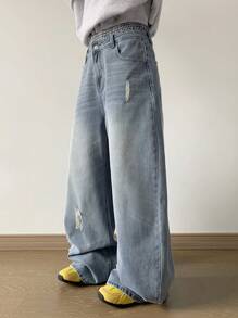 DAZY Women's Casual Acid Wash Distressed Loose Fit Boyfriend Jeans