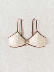 Swim Mod Đồ bơi bikini họa tiết vỏ sò vàng cổ điển mùa hè cho nữ - Màu be - Xem 4