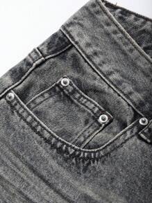 DAZY 女式前扣口袋休闲喇叭腿牛仔裤