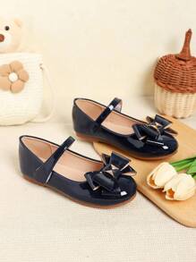 1 Pair Lovely Bowknot Girls Shoes, Autumn/Winter - Blue - View 1