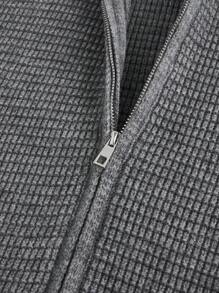 Manfinity VCAY 男士针织修身立领休闲长袖开衫，适合秋冬季 - 灰色 - 查看 3