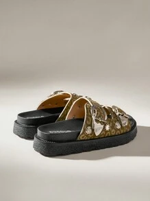 Solecia 女士厚底复古拖鞋，适合夏季日常户外穿着 - 橄欖綠 - 查看 5