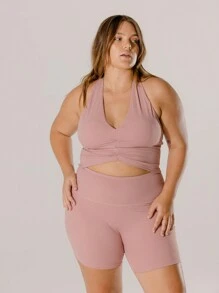 Aralina Curve Leisurewear Blush-Toned Soft Stretch Mid-Thigh Bottom Lifting Active Bike Shorts