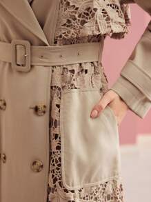 MOTF PREMIUM CASACO TRENCH COAT TRANSPASSADO E CINTADO - Caqui - Visão 3